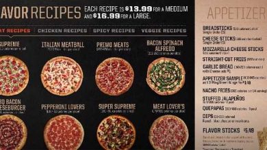 Pizza Hut menu with prices